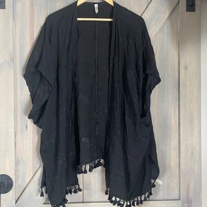Black Kimono with Tassels Swimsuit Cover Up